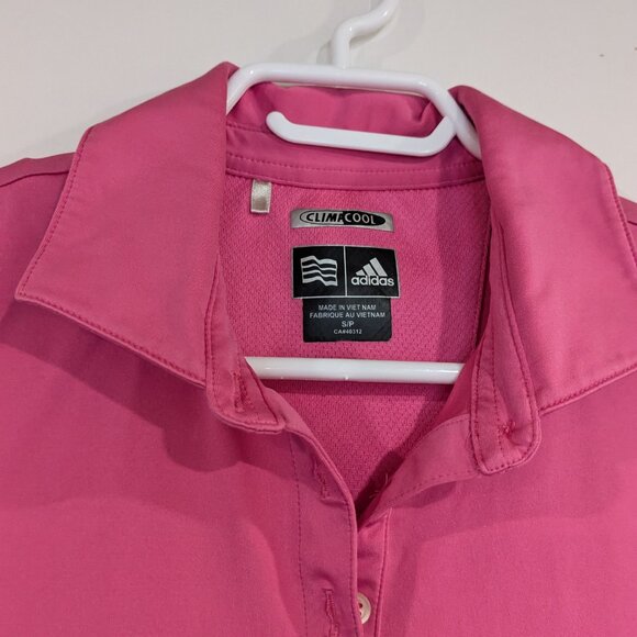 adidas Climacool Sleeveless Polo Pink Black Size Small - Picture 2 of 5
